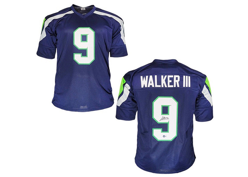 Kenneth Walker lll Signed Custom Blue Football Jersey Beckett