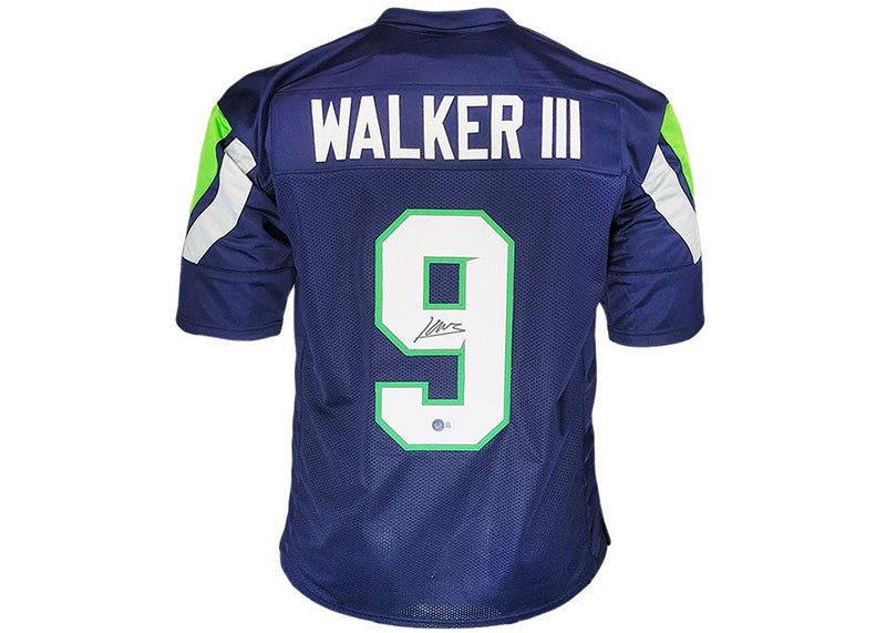 Kenneth Walker lll Signed Custom Blue Football Jersey Beckett