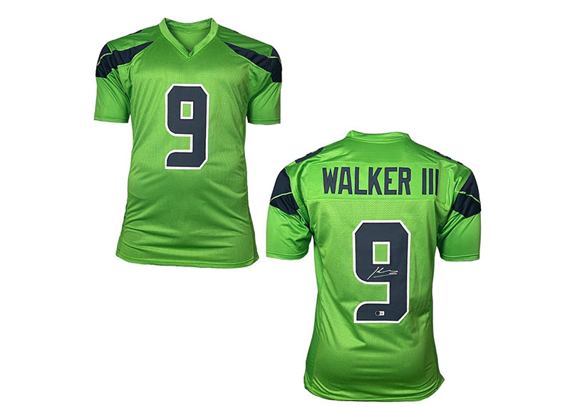 Kenneth Walker lll Signed Custom Neon Green Football Jersey Beckett