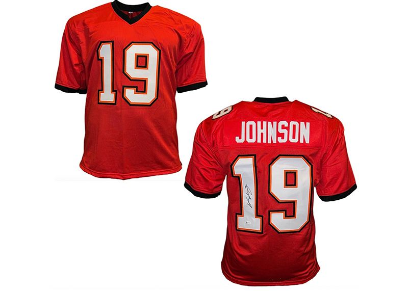 Keyshawn Johnson Autographed Tampa Bay Red Football Jersey (Beckett)