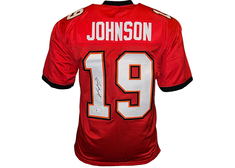 Keyshawn Johnson Autographed Tampa Bay Red Football Jersey (Beckett)