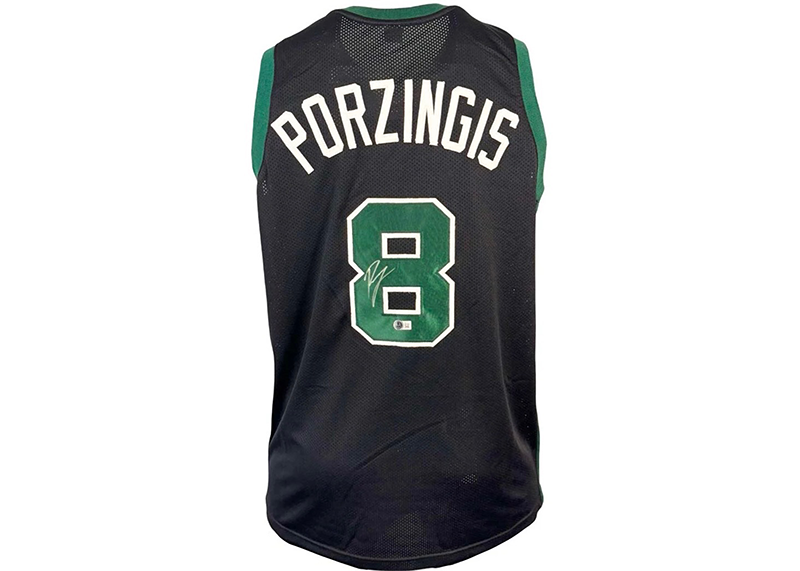 Kristaps Porzingis Signed Custom Boston Black Basketball Jersey (Beckett)