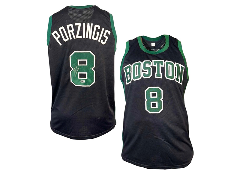 Kristaps Porzingis Signed Custom Boston Black Basketball Jersey (Beckett)