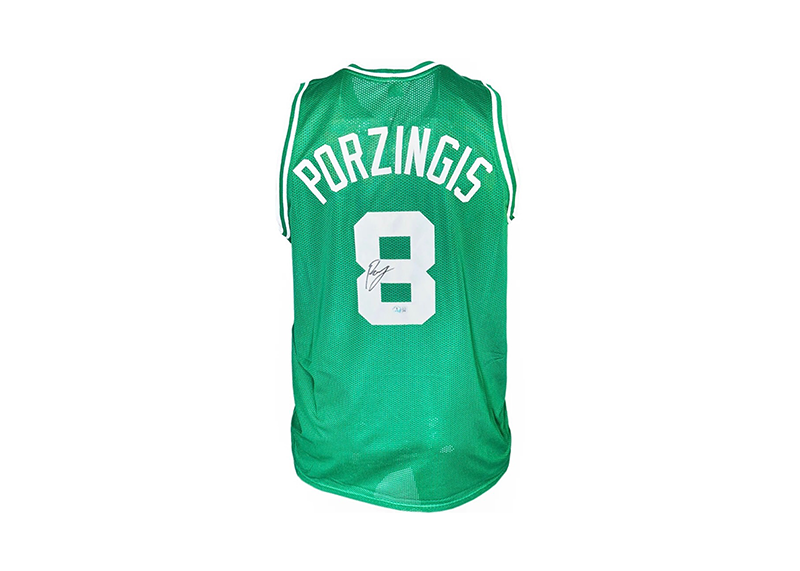 Kristaps Porzingis Signed Custom Boston Green Basketball Jersey (Beckett)