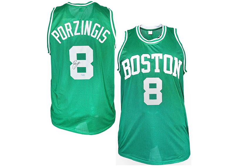 Kristaps Porzingis Signed Boston Green Basketball Jersey (Beckett)