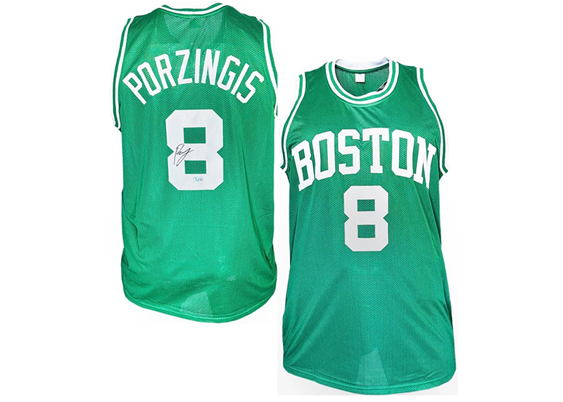 Kristaps Porzingis Signed Custom Boston Green Basketball Jersey (Beckett)