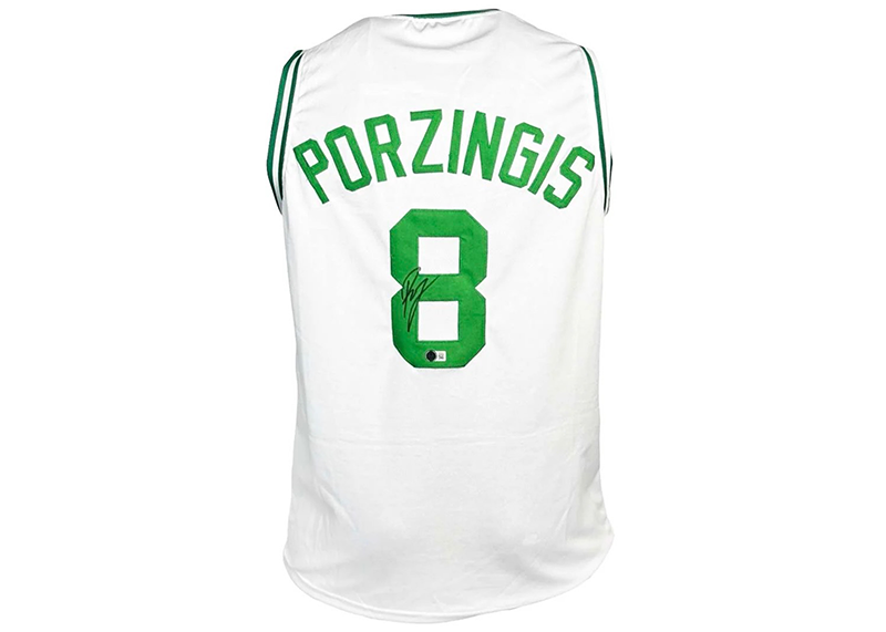 Kristaps Porzingis Signed Custom Boston White Basketball Jersey (Beckett)