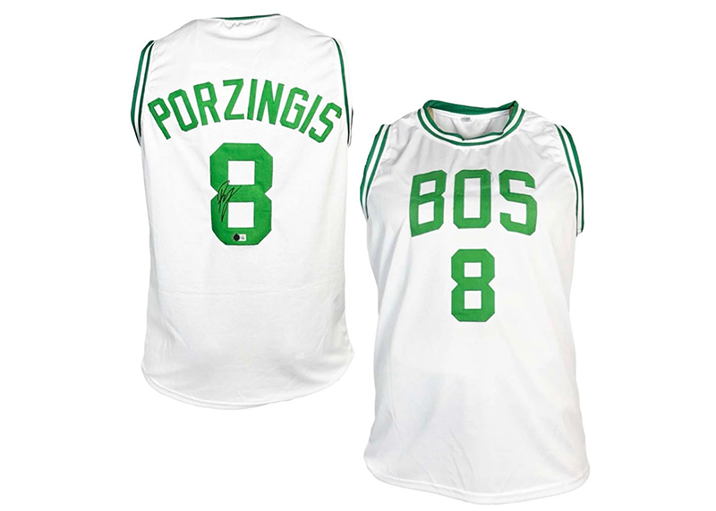 Kristaps Porzingis Signed Boston White Basketball Jersey (Beckett)