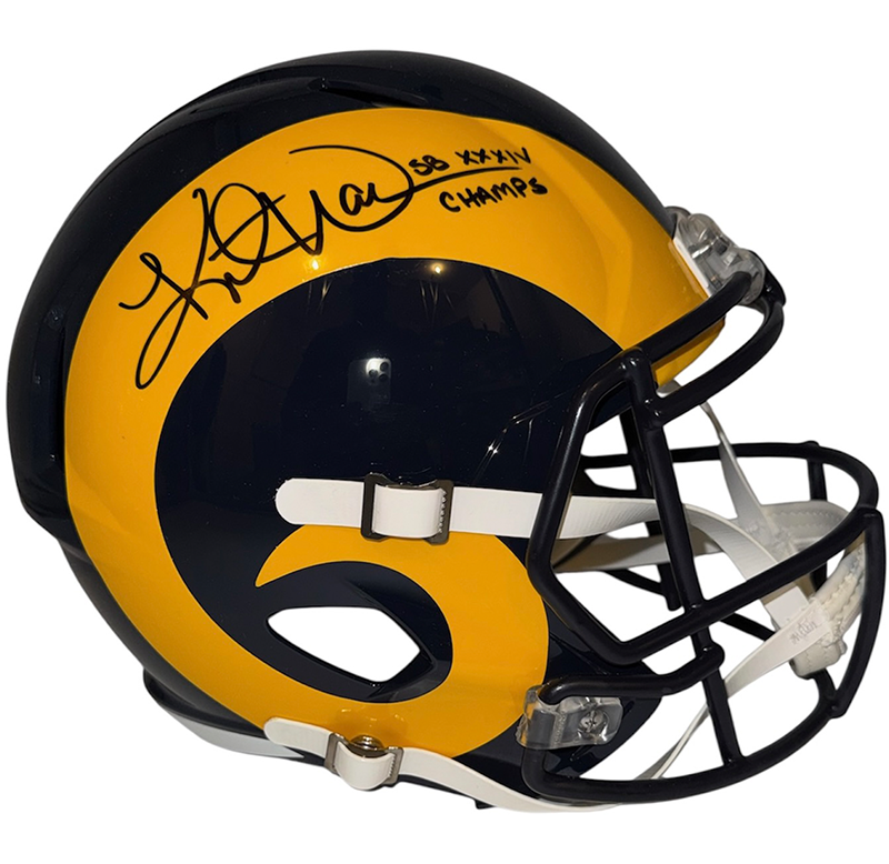 Kurt Warner Signed Los Angeles Rams TB Speed Full Size Helmet SB XXXIV Beckett