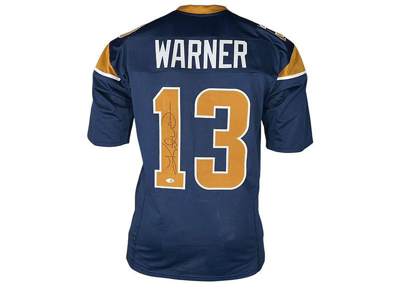 Kurt Warner Signed St. Louis Blue Football Jersey JSA