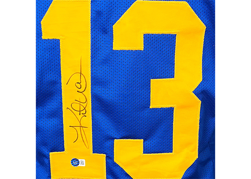 Kurt Warner Signed St. Louis Blue Football Jersey JSA