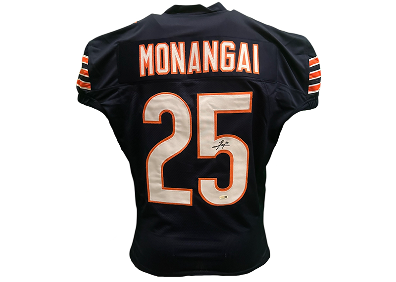 Kyle Monangai Signed Chicago Game Cut Blue Football Jersey JSA