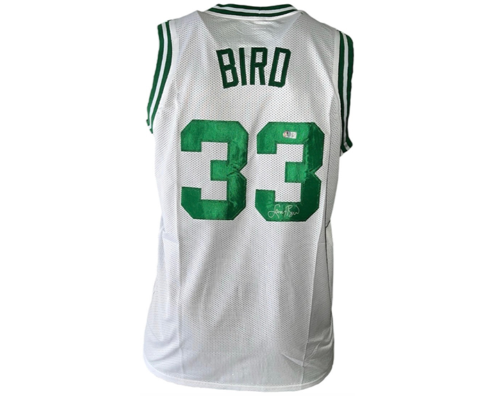 Larry Bird Autographed Boston White Basketball Jersey Beckett