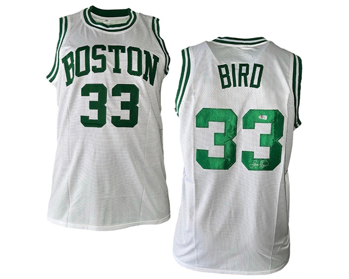 Larry Bird Autographed Boston White Basketball Jersey Beckett