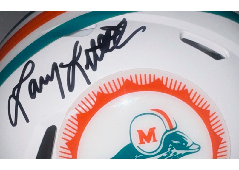 Larry Little Miami Dolphins 1972 Throwback Mini Helmet JSA