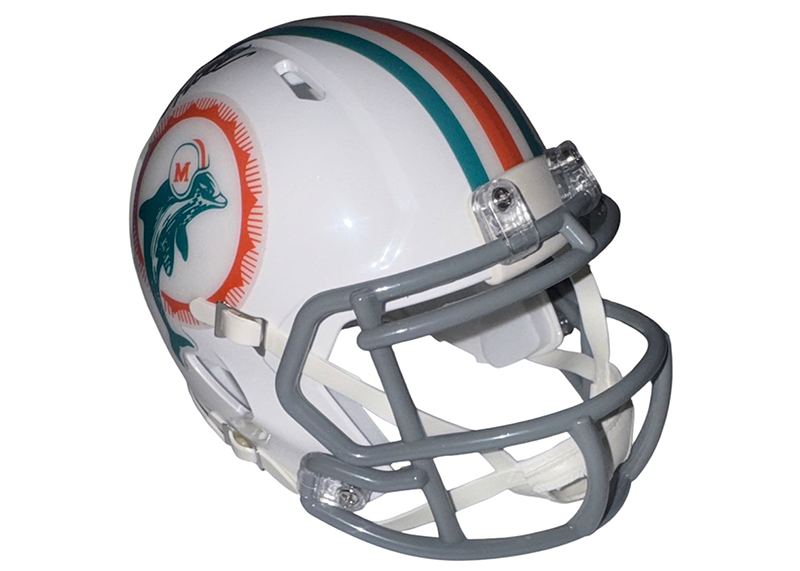 Larry Little Miami Dolphins 1972 Throwback Mini Helmet JSA