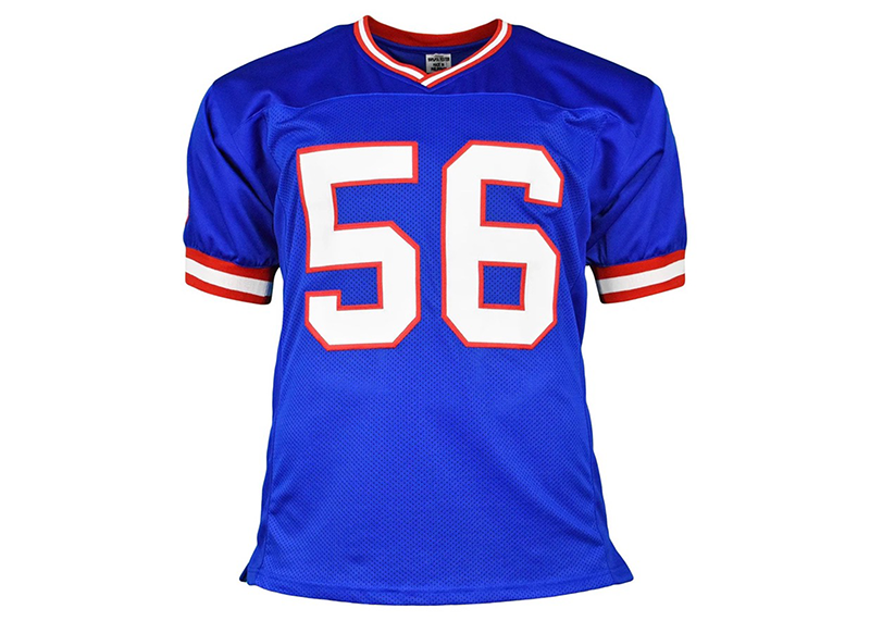 Lawrence Taylor Signed New York Blue Stat Football Jersey Beckett