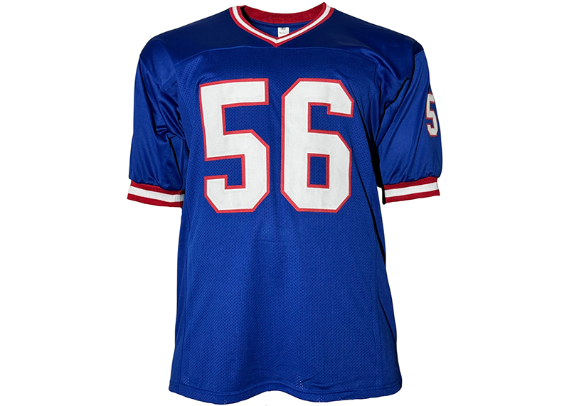 Lawrence Taylor Signed New York Blue Stat Football Jersey Beckett