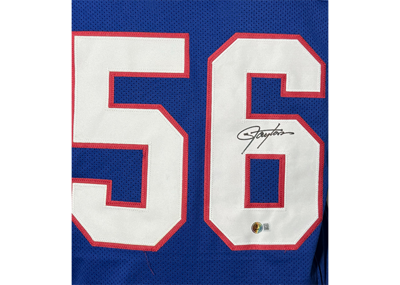 Lawrence Taylor Signed New York Blue Stat Football Jersey Beckett