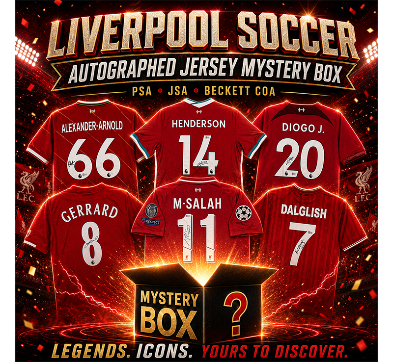 Liverpool F.C. Autographed/Signed Soccer Jersey Mystery Box with PSA JSA or Beckett COA