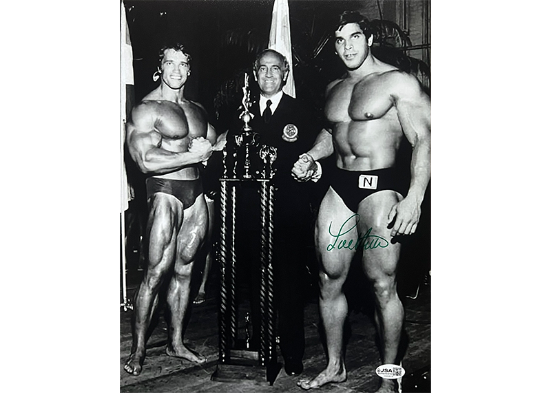 Lou Ferrigno Signed 11x14 Photo With Arnold Schwarzenegger JSA