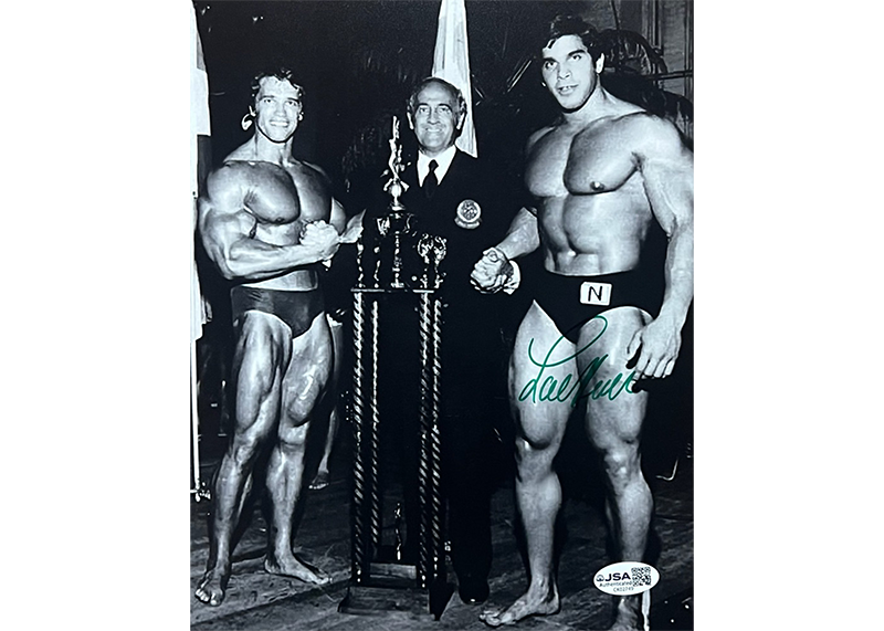 Lou Ferrigno Signed 8x10 Photo With Arnold Schwarzenegger JSA