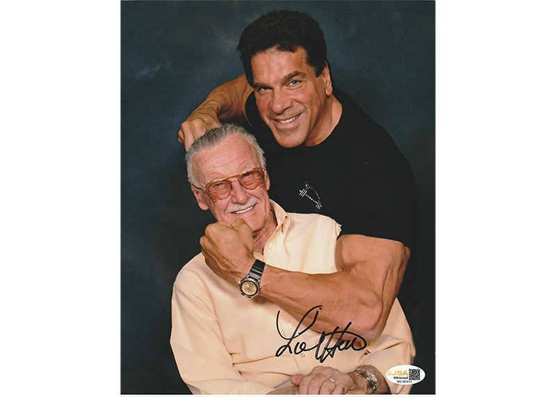 Lou Ferrigno Signed 8x10 Photo With Stan Lee JSA