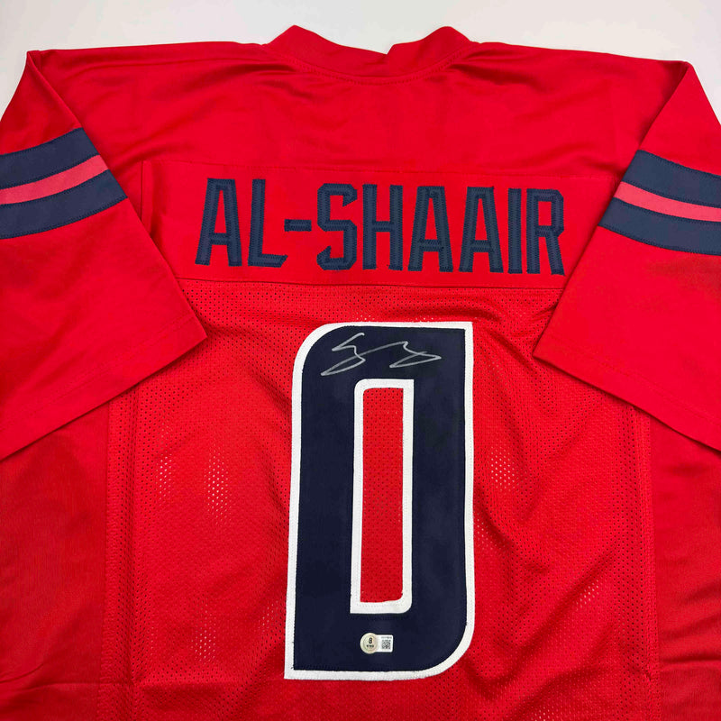 Autographed/Signed Azeez Al Shaair Houston Red Football Jersey Beckett BAS COA