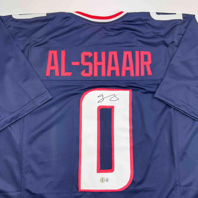 Autographed/Signed Azeez Al Shaair Houston Blue Football Jersey Beckett BAS COA