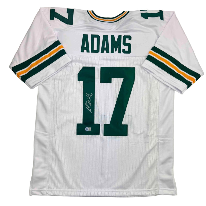 Autographed/Signed Davante Adams Green Bay White Football Jersey Beckett BAS COA