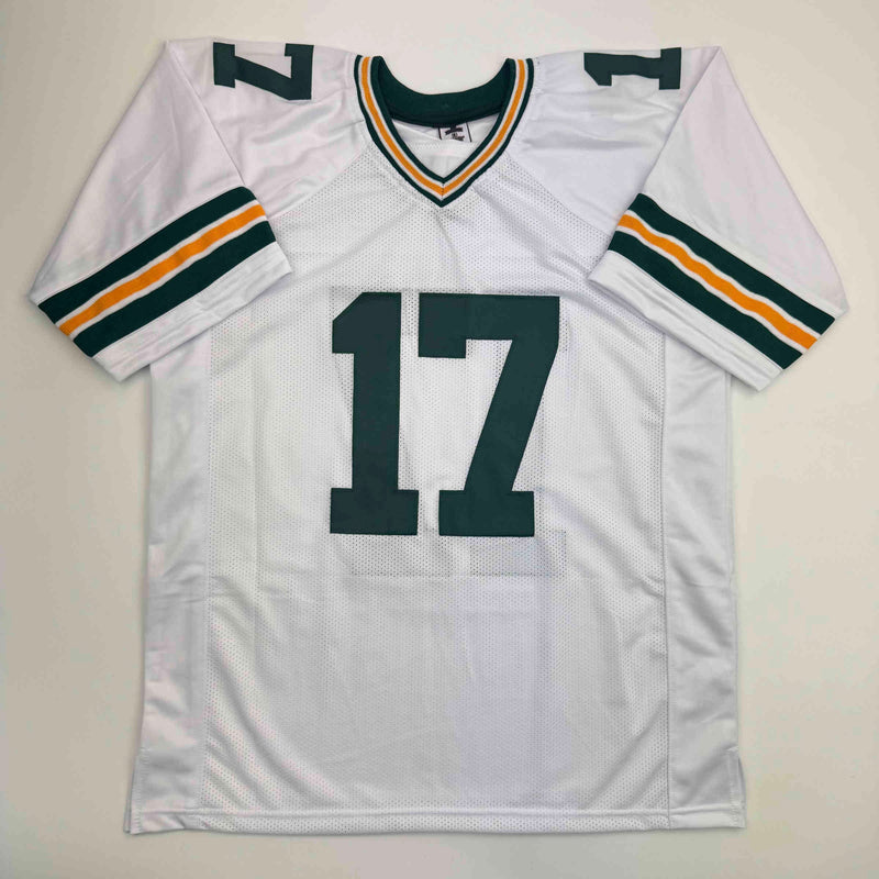 Autographed/Signed Davante Adams Green Bay White Football Jersey Beckett BAS COA