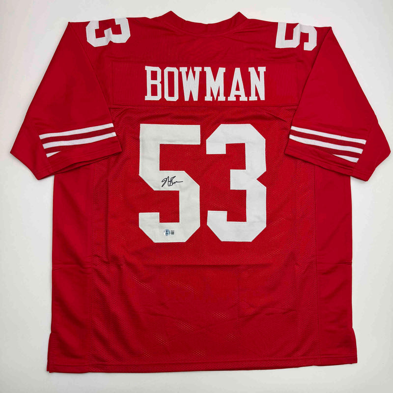Autographed/Signed NaVorro Bowman San Francisco Red Football Jersey Beckett BAS COA