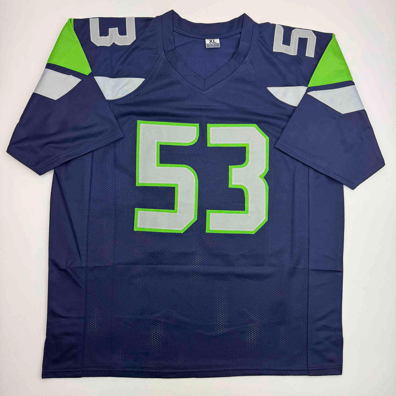 Autographed/Signed Malcolm Smith Seattle Blue Football Jersey Beckett BAS COA