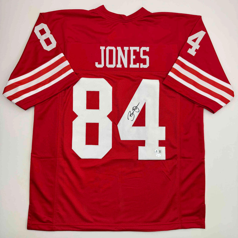 Autographed/Signed Brent Jones San Francisco Red Football Jersey Beckett BAS COA