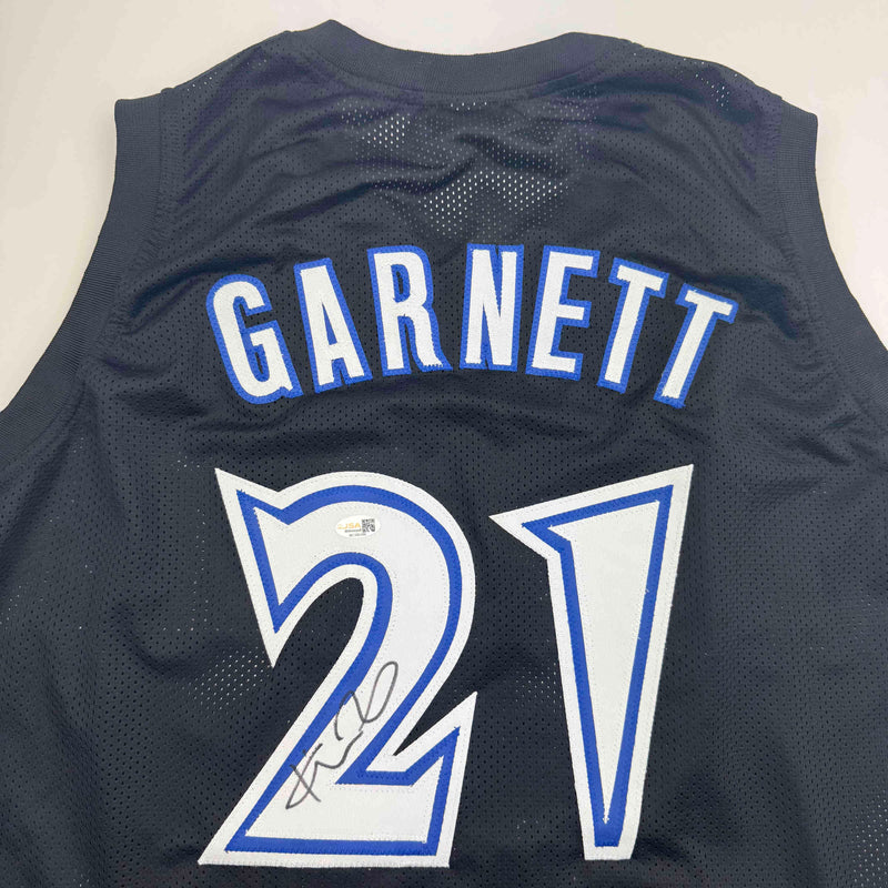 Autographed/Signed Kevin Garnett Minnesota Black Basketball Jersey Beckett BAS COA