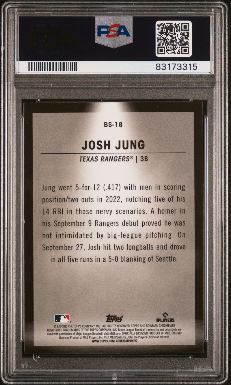 Graded 2023 Topps Bowman Josh Jung #BS18 Spotlights Rookie RC Baseball Card PSA 10 Gem Mint