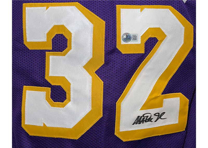 Magic Johnson Autographed Custom Purple Basketball Jersey (Beckett)