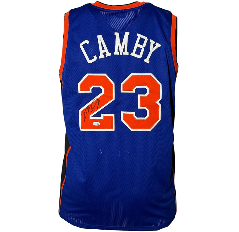 Marcus Camby Signed New York Blue Basketball Jersey JSA