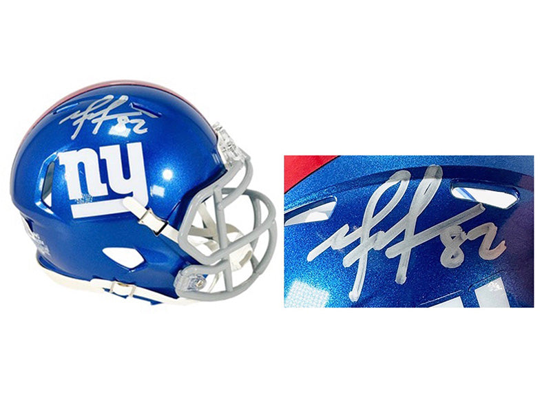 Mario Manningham Signed New York Giants Speed Mini Football Helmet (Beckett)