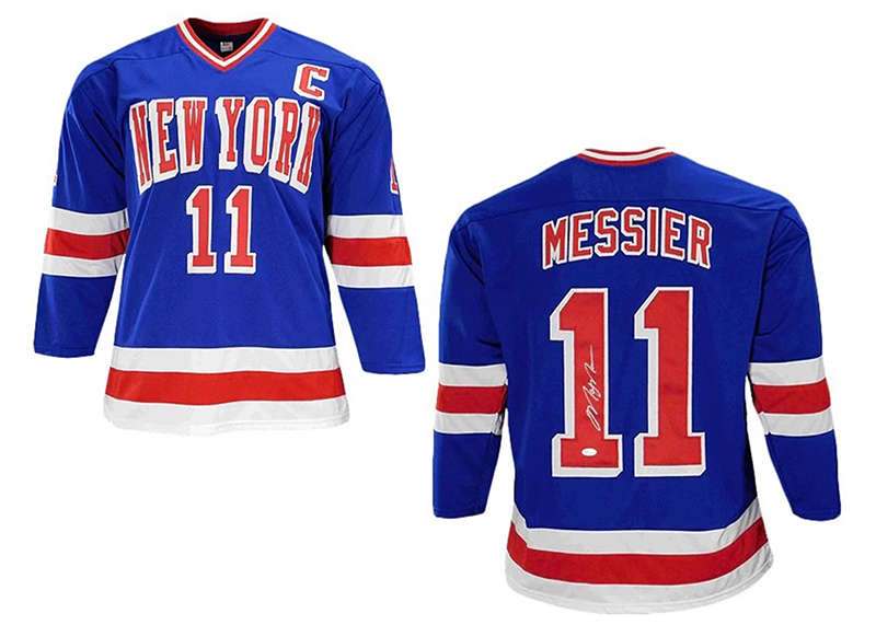 Mark Messier Signed New York Custom Blue Hockey Jersey JSA