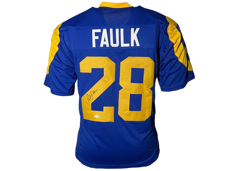 Marshall Faulk Signed St. Louis Blue Football Jersey JSA