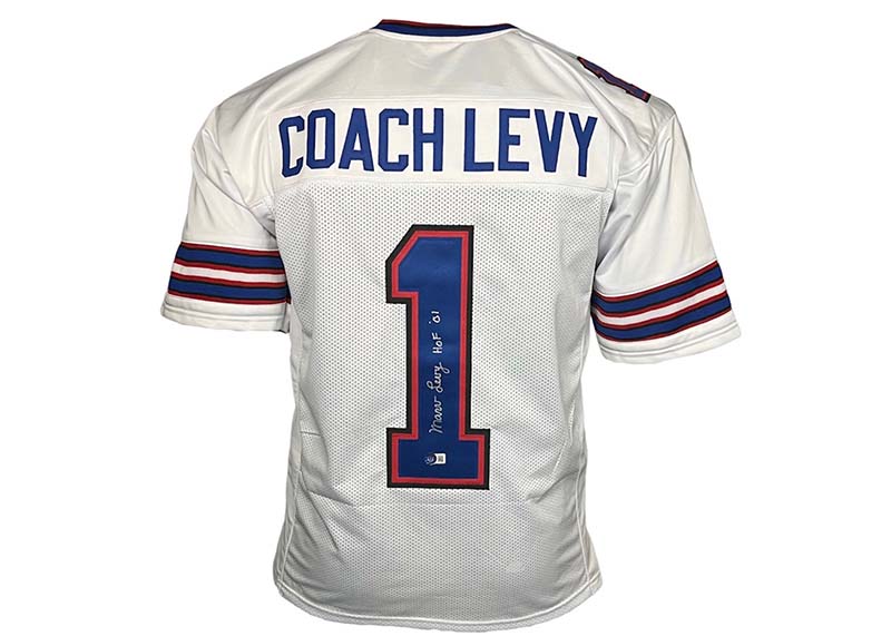 Marv Levy Autographed White Custom Football Jersey (Beckett) HOF Inscr