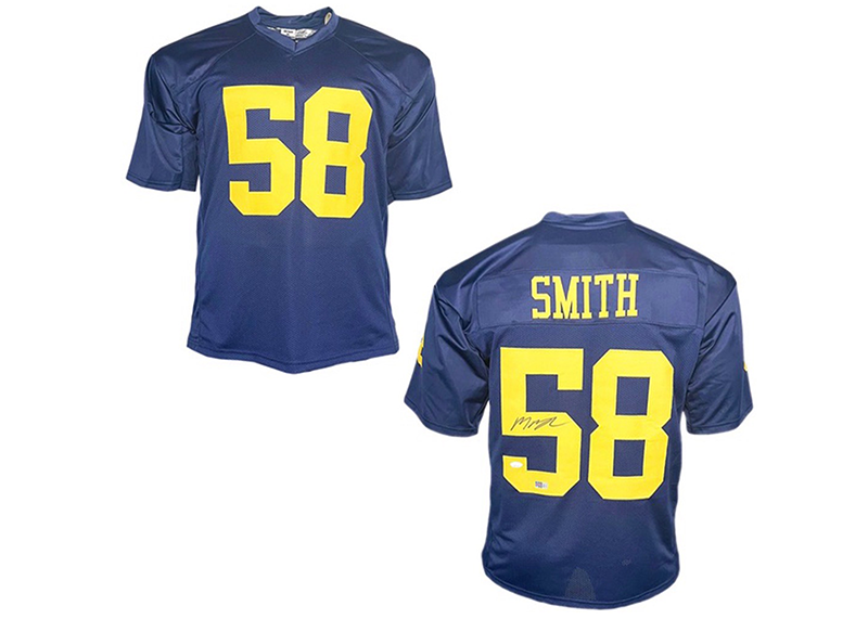 Mazi Smith Signed Custom College Blue Football Jersey JSA