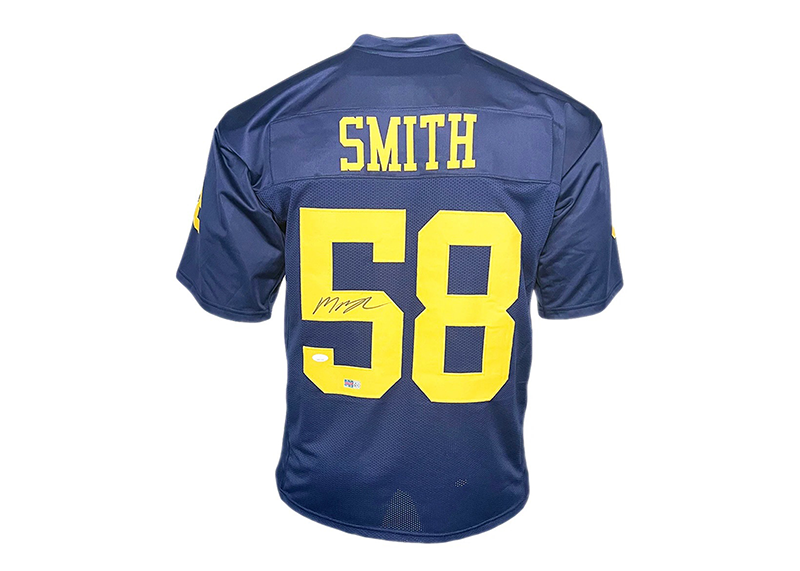 Mazi Smith Signed Custom College Blue Football Jersey JSA