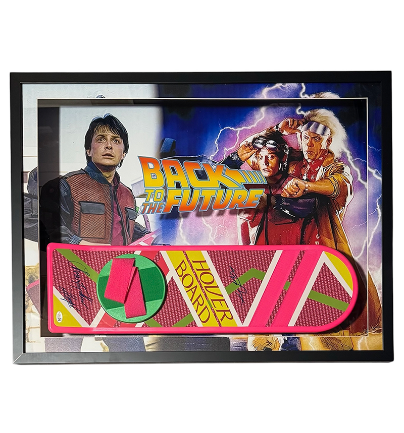Michael J Fox Christopher Lloyd Signed Back to the Future Hoverboard JSA Framed
