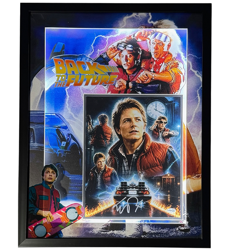 Michael J Fox Signed Back to the Future 16x20 Photo 3D Light Up Frame JSA