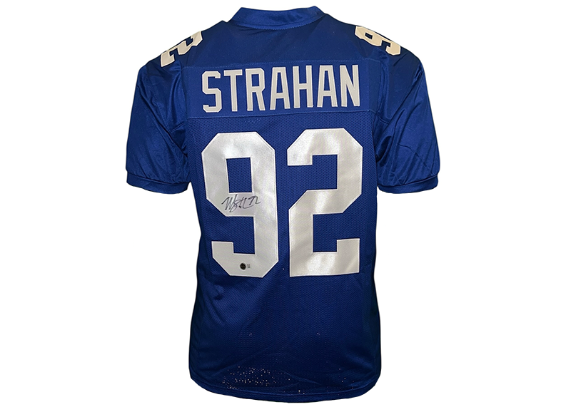 Michael Strahan Signed New York Blue Football Jersey Beckett