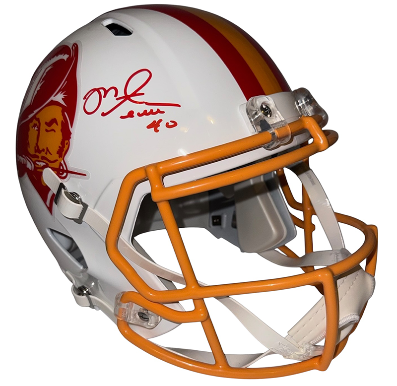 Mike Alstott Signed Tampa Bay Buccaneers Full Size Throwback Helmet Beckett