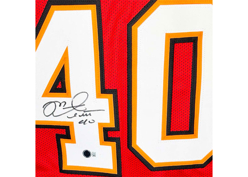 Mike Alstott Signed Tampa Bay Red Football Jersey (Beckett)