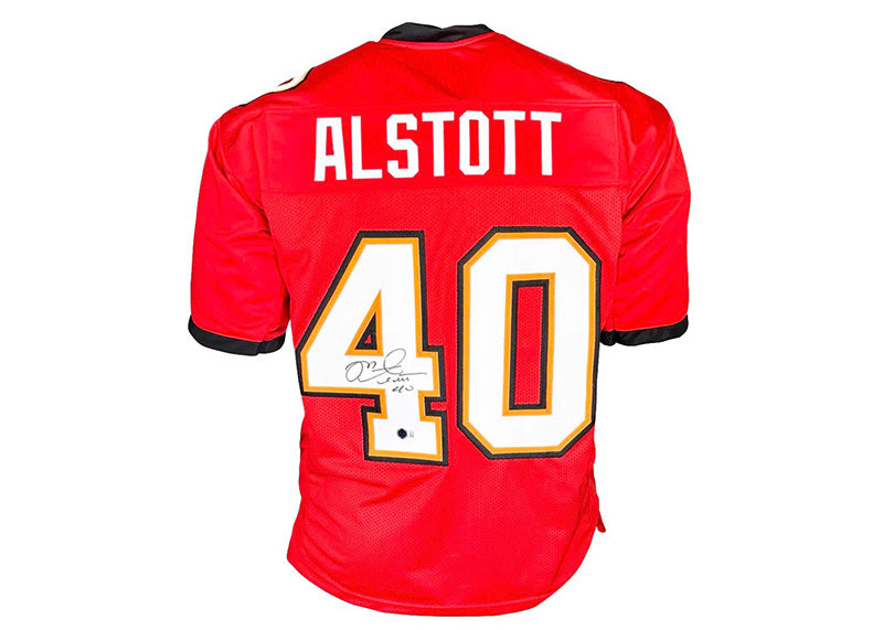 Mike Alstott Signed Tampa Bay Red Football Jersey (Beckett)